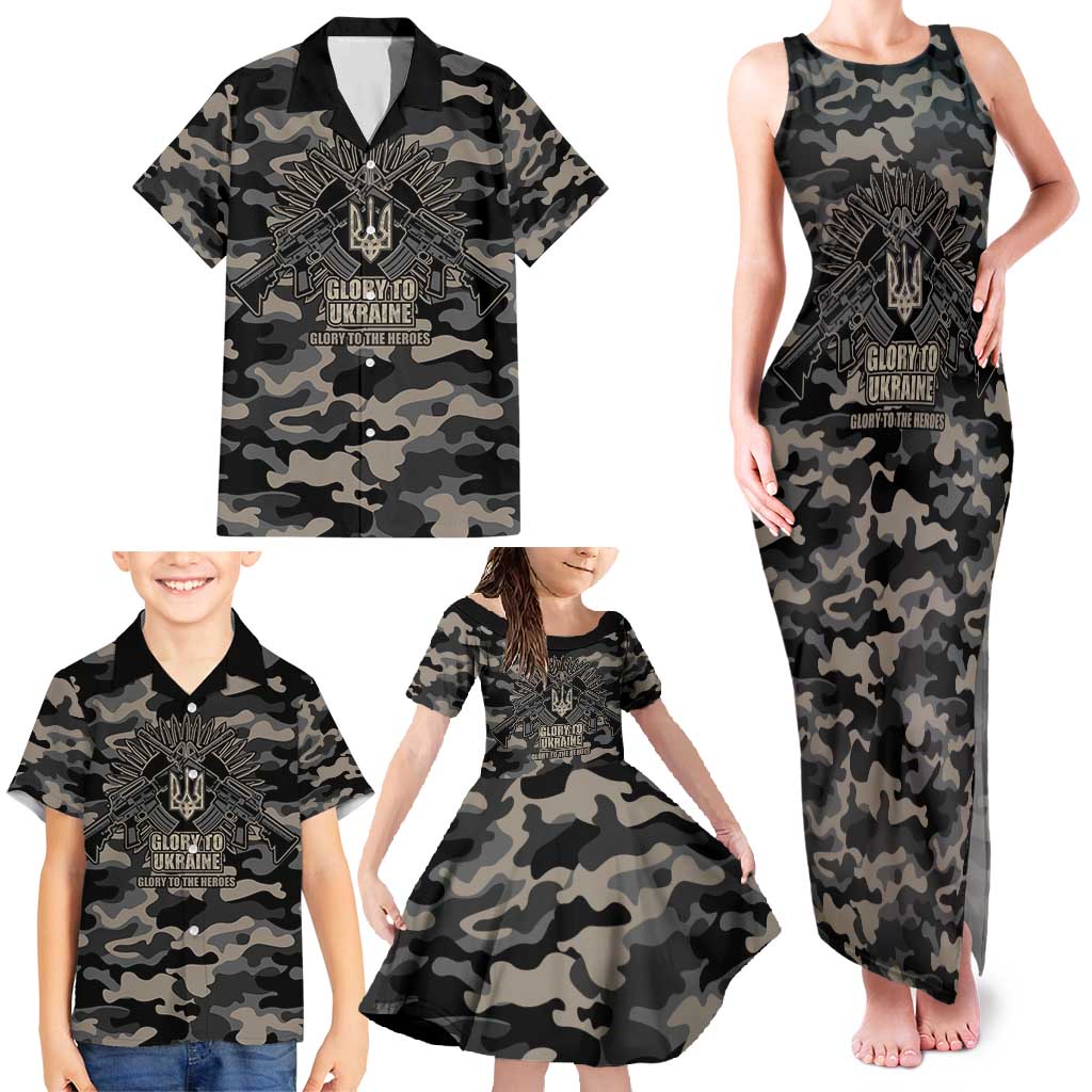 Glory to Ukraine Family Matching Tank Maxi Dress and Hawaiian Shirt Glory to the Heroes
