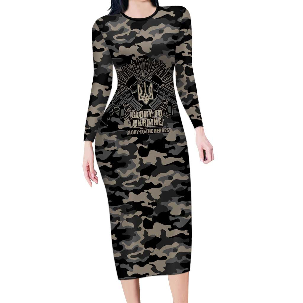 Glory to Ukraine Long Sleeve Bodycon Dress Glory to the Heroes