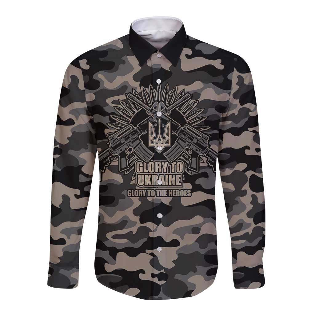 Glory to Ukraine Long Sleeve Button Shirt Glory to the Heroes