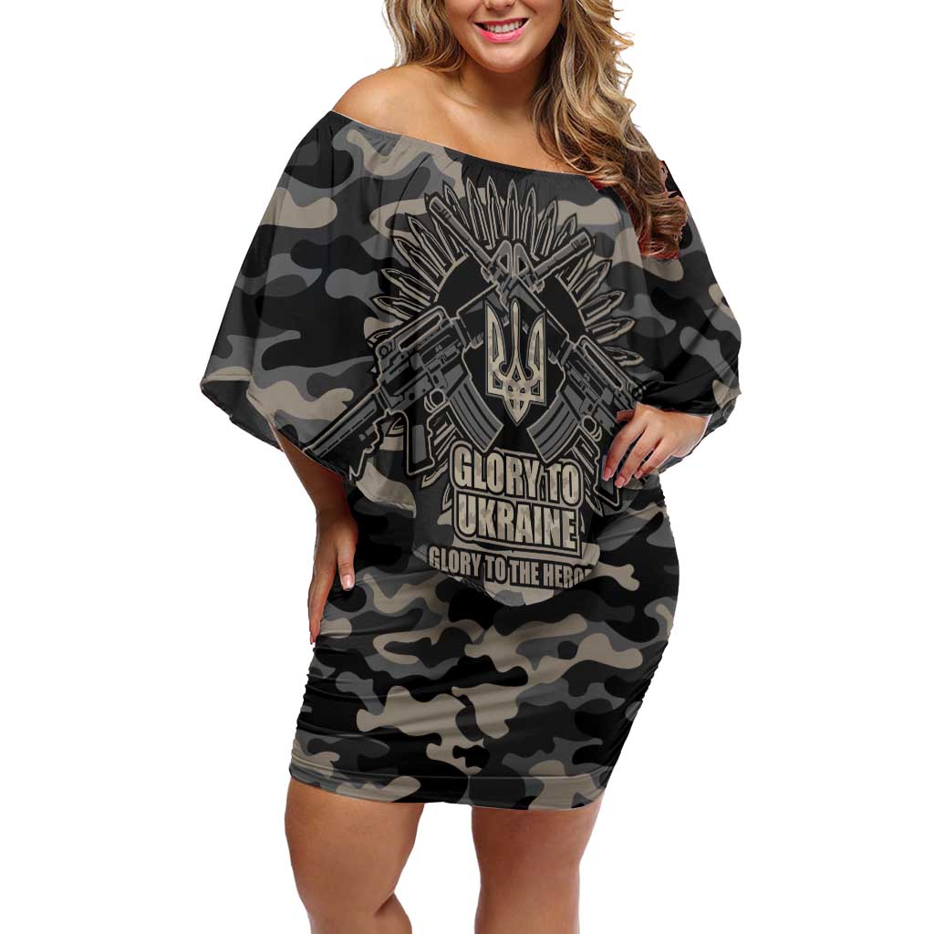 Glory to Ukraine Off Shoulder Short Dress Glory to the Heroes
