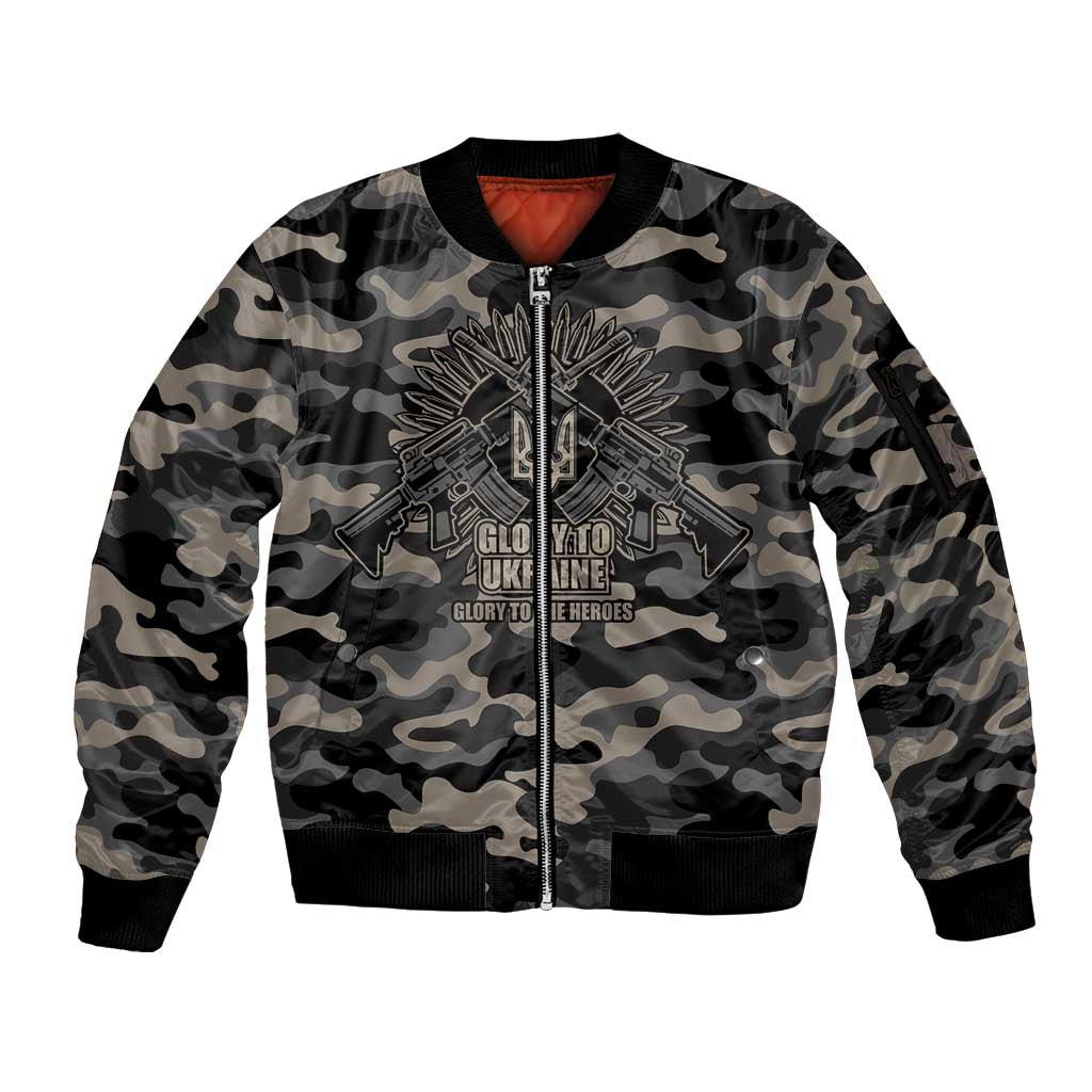 Glory to Ukraine Sleeve Zip Bomber Jacket Glory to the Heroes