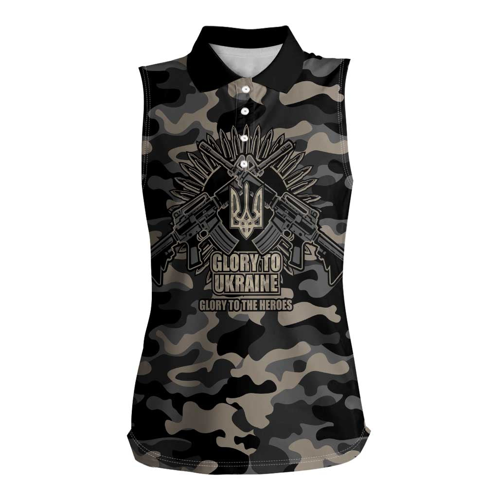 Glory to Ukraine Women Sleeveless Polo Shirt Glory to the Heroes
