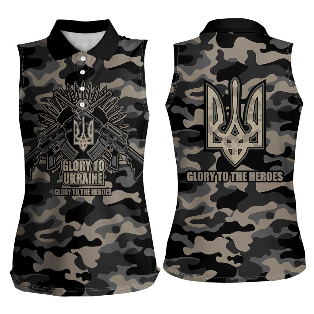 Glory to Ukraine Women Sleeveless Polo Shirt Glory to the Heroes