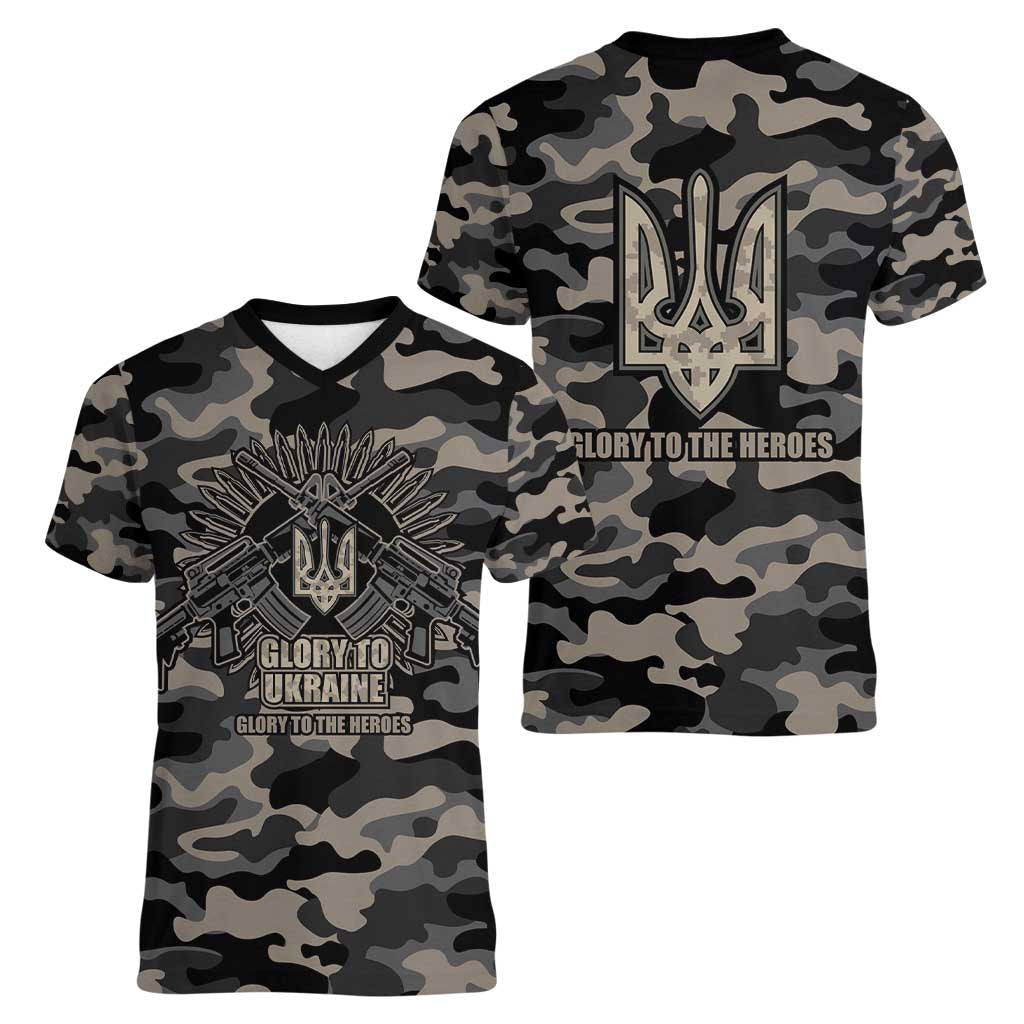 Glory to Ukraine Women V-Neck T-Shirt Glory to the Heroes