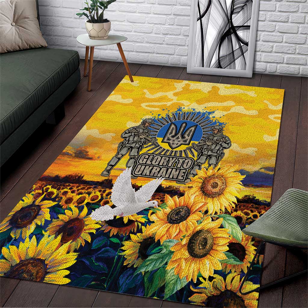 Glory to Ukraine Area Rug Sunflower Field Modern Art