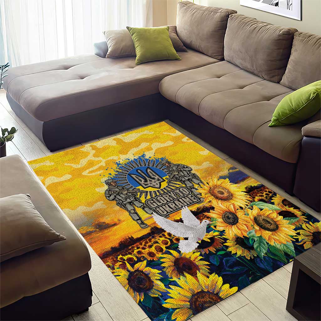 Glory to Ukraine Area Rug Sunflower Field Modern Art