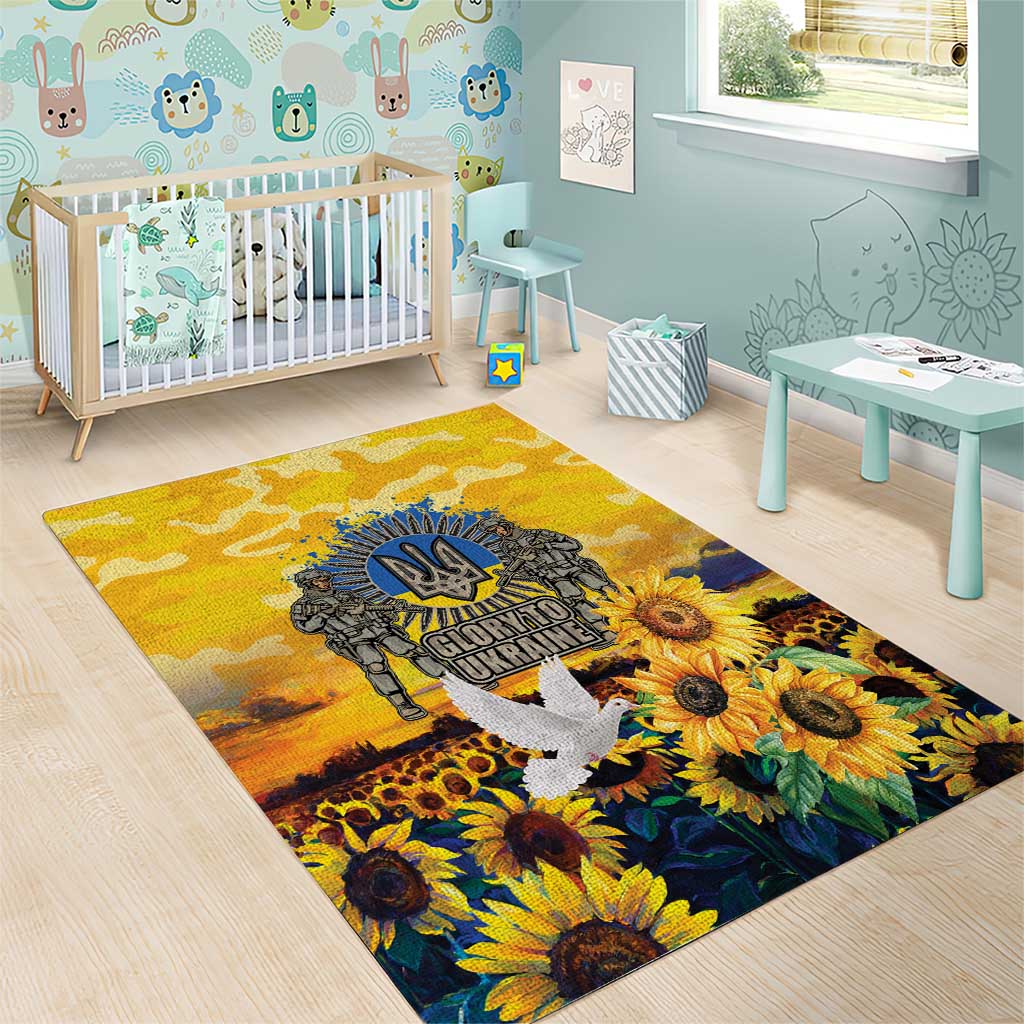 Glory to Ukraine Area Rug Sunflower Field Modern Art