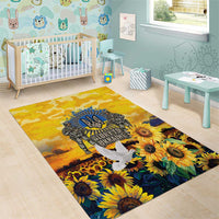 Glory to Ukraine Area Rug Sunflower Field Modern Art