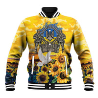 Glory to Ukraine Baseball Jacket Sunflower Field Modern Art