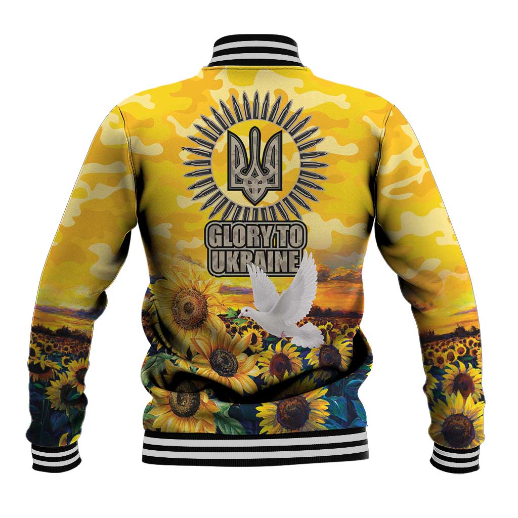 Glory to Ukraine Baseball Jacket Sunflower Field Modern Art
