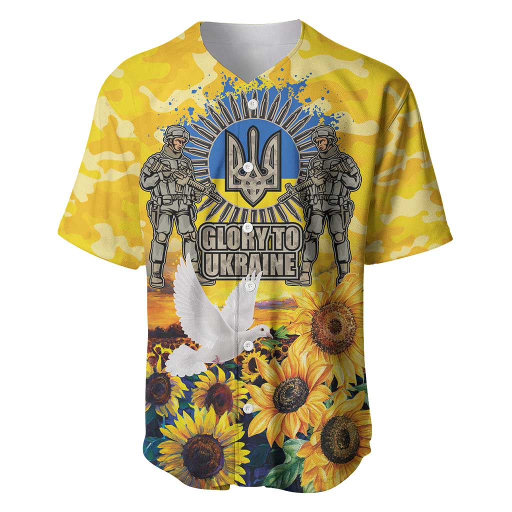 Glory to Ukraine Baseball Jersey Sunflower Field Modern Art