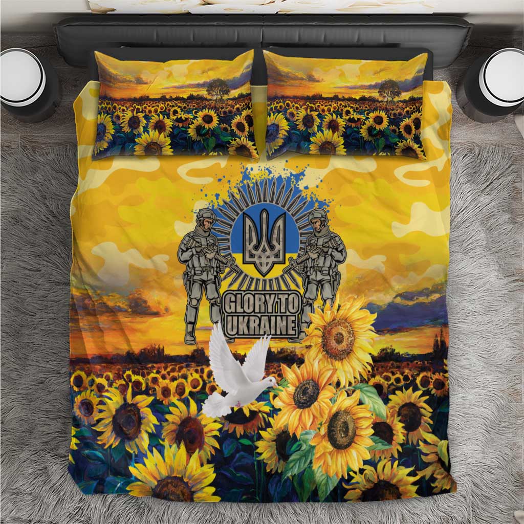 Glory to Ukraine Bedding Set Sunflower Field Modern Art