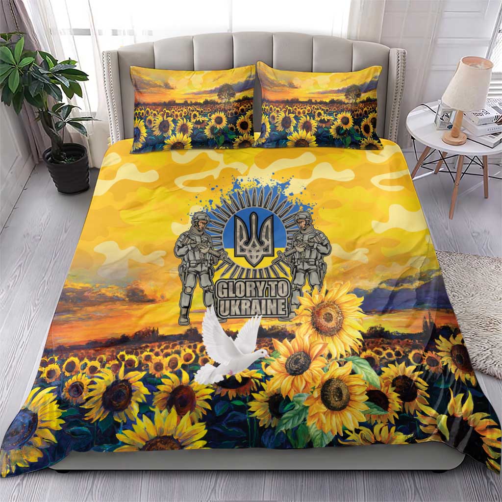 Glory to Ukraine Bedding Set Sunflower Field Modern Art