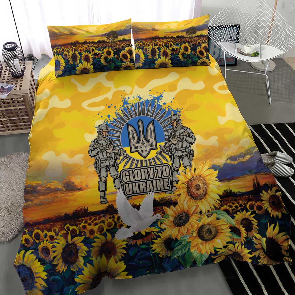 Glory to Ukraine Bedding Set Sunflower Field Modern Art
