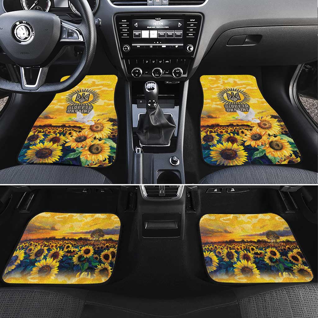 Glory to Ukraine Car Mats Sunflower Field Modern Art