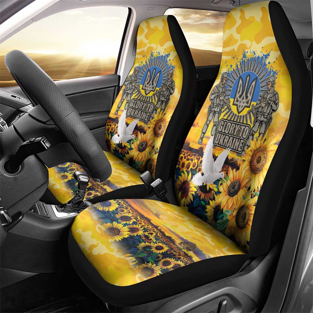 Glory to Ukraine Car Seat Cover Sunflower Field Modern Art