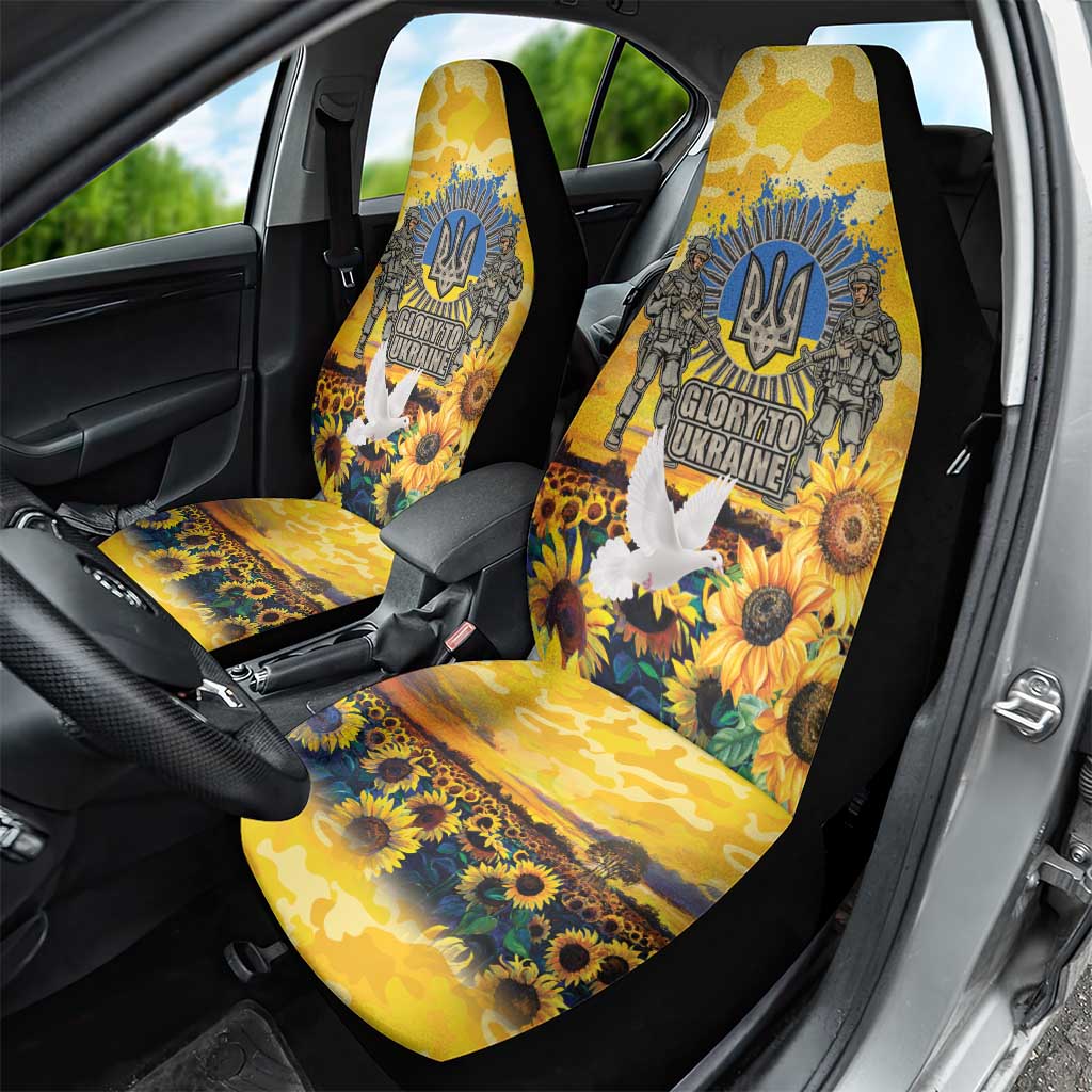 Glory to Ukraine Car Seat Cover Sunflower Field Modern Art
