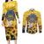 Glory to Ukraine Couples Matching Long Sleeve Bodycon Dress and Long Sleeve Button Shirt Sunflower Field Modern Art