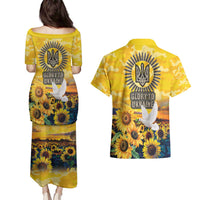 Glory to Ukraine Couples Matching Puletasi and Hawaiian Shirt Sunflower Field Modern Art