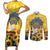 Glory to Ukraine Couples Matching Short Sleeve Bodycon Dress and Long Sleeve Button Shirt Sunflower Field Modern Art