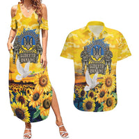 Glory to Ukraine Couples Matching Summer Maxi Dress and Hawaiian Shirt Sunflower Field Modern Art