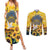 Glory to Ukraine Couples Matching Summer Maxi Dress and Long Sleeve Button Shirt Sunflower Field Modern Art