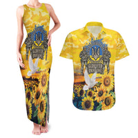 Glory to Ukraine Couples Matching Tank Maxi Dress and Hawaiian Shirt Sunflower Field Modern Art