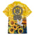 Glory to Ukraine Family Matching Off The Shoulder Long Sleeve Dress and Hawaiian Shirt Sunflower Field Modern Art