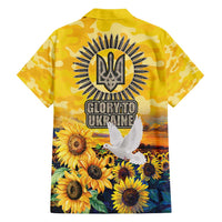 Glory to Ukraine Family Matching Short Sleeve Bodycon Dress and Hawaiian Shirt Sunflower Field Modern Art