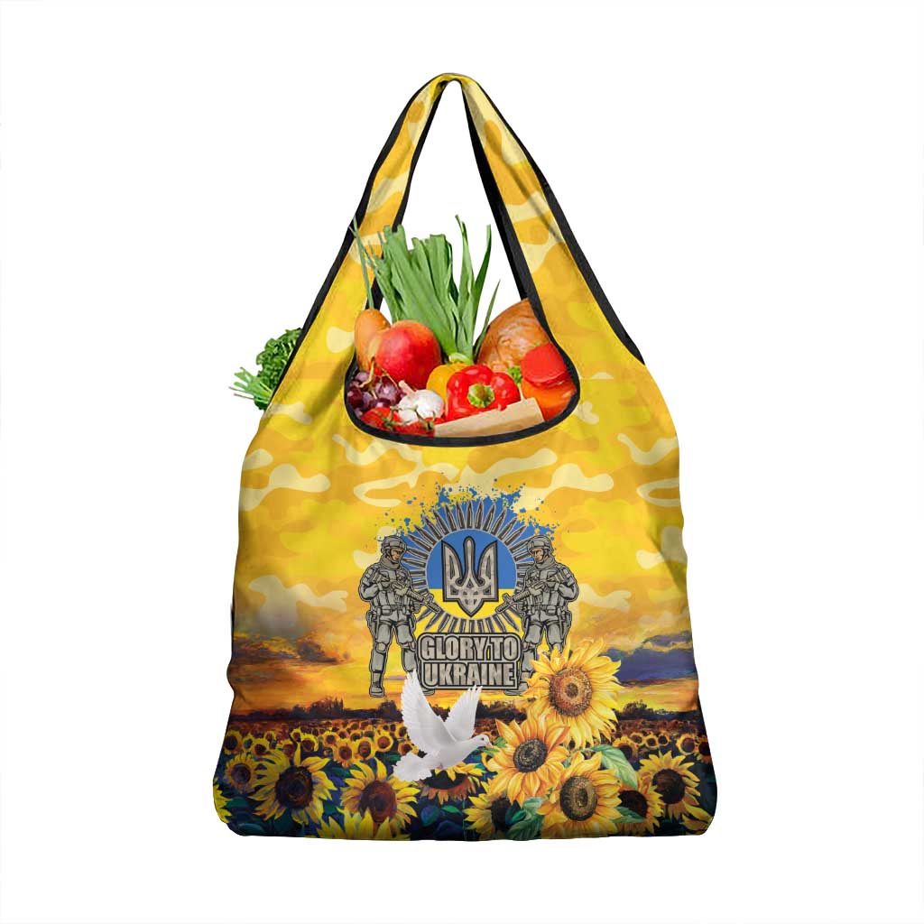 Glory to Ukraine Grocery Bag Sunflower Field Modern Art