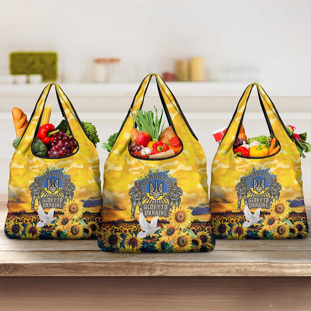 Glory to Ukraine Grocery Bag Sunflower Field Modern Art