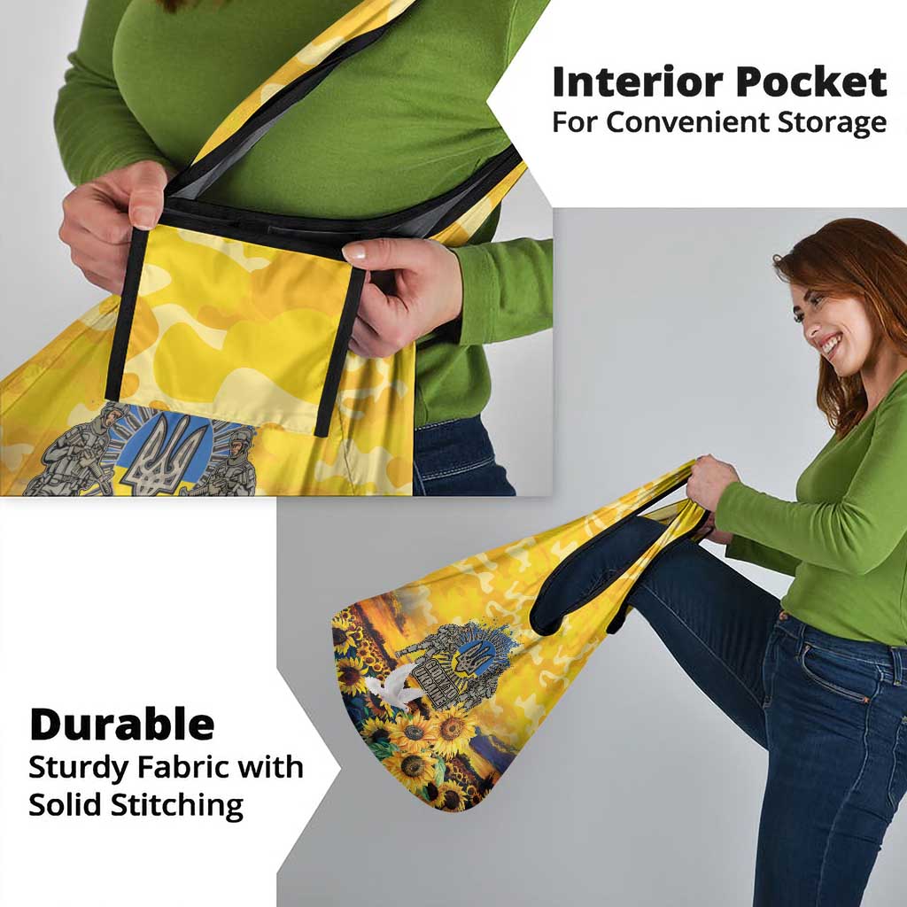 Glory to Ukraine Grocery Bag Sunflower Field Modern Art