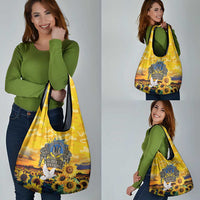 Glory to Ukraine Grocery Bag Sunflower Field Modern Art