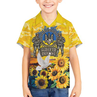 Glory to Ukraine Kid Hawaiian Shirt Sunflower Field Modern Art