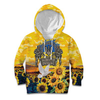 Glory to Ukraine Kid Hoodie Sunflower Field Modern Art
