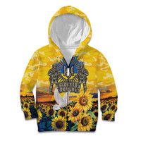 Glory to Ukraine Kid Hoodie Sunflower Field Modern Art