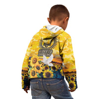 Glory to Ukraine Kid Hoodie Sunflower Field Modern Art