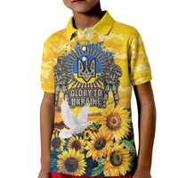Glory to Ukraine Kid Polo Shirt Sunflower Field Modern Art