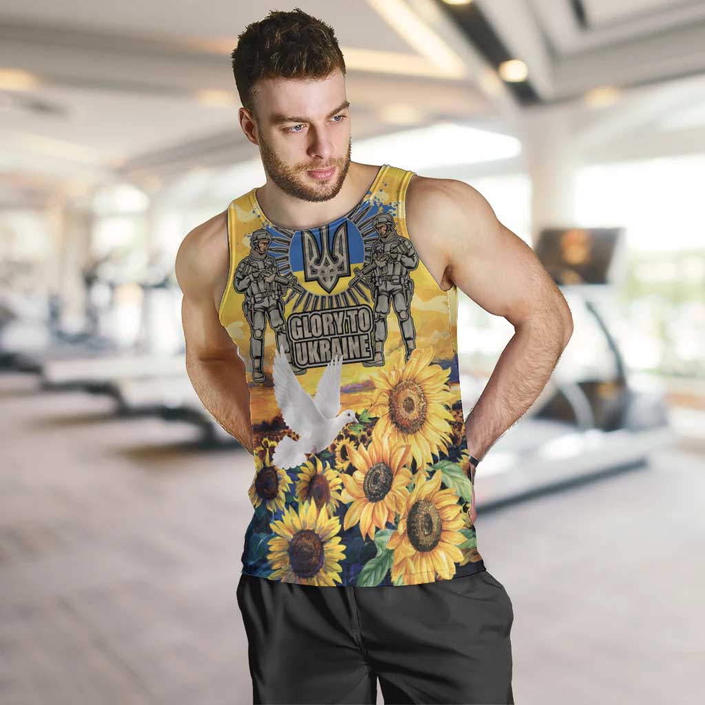 Glory to Ukraine Men Tank Top Sunflower Field Modern Art