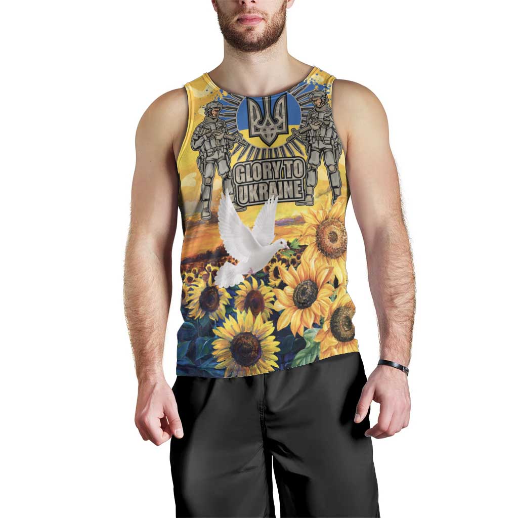 Glory to Ukraine Men Tank Top Sunflower Field Modern Art