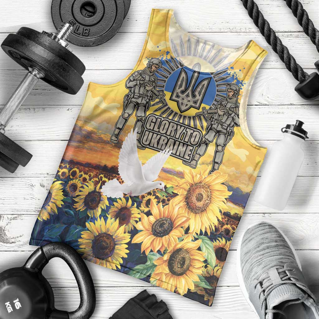 Glory to Ukraine Men Tank Top Sunflower Field Modern Art
