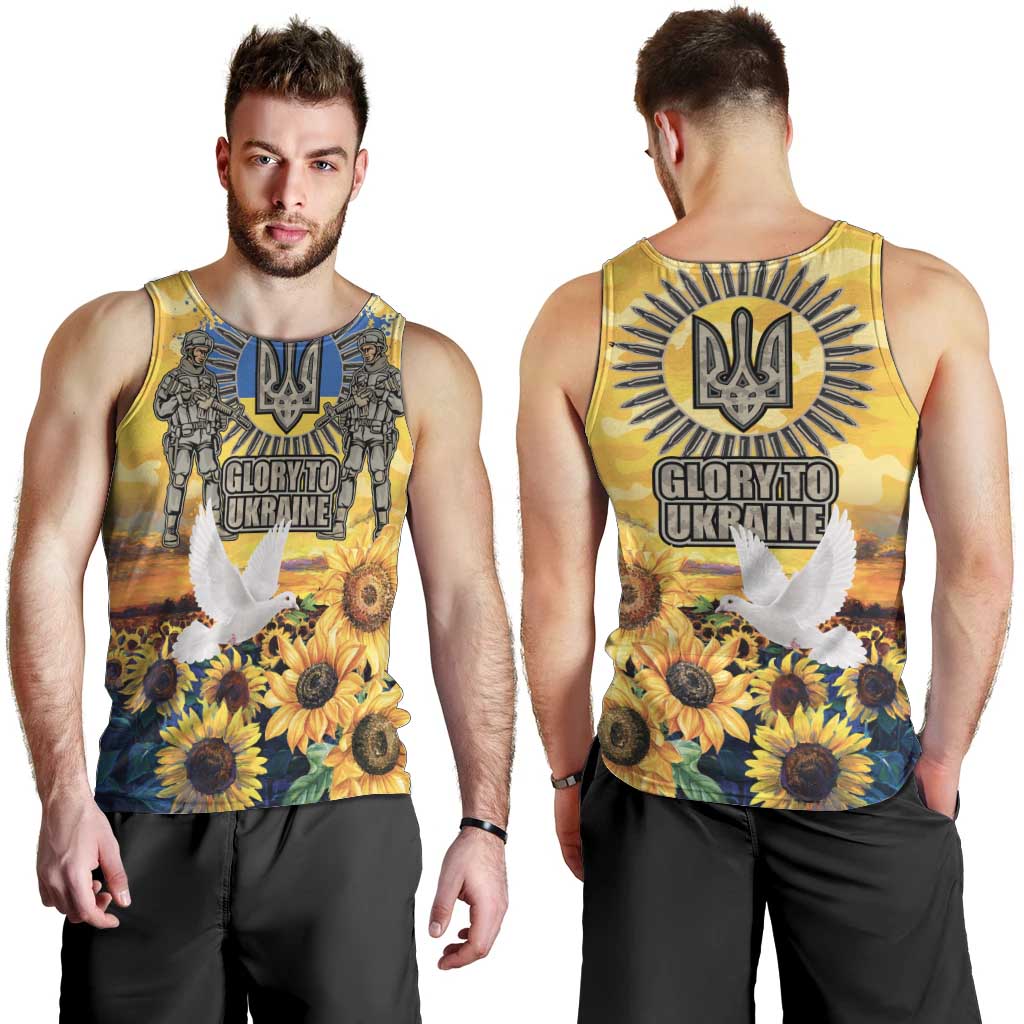 Glory to Ukraine Men Tank Top Sunflower Field Modern Art
