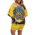 Glory to Ukraine Off Shoulder Short Dress Sunflower Field Modern Art