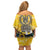 Glory to Ukraine Off Shoulder Short Dress Sunflower Field Modern Art