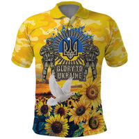 Glory to Ukraine Polo Shirt Sunflower Field Modern Art