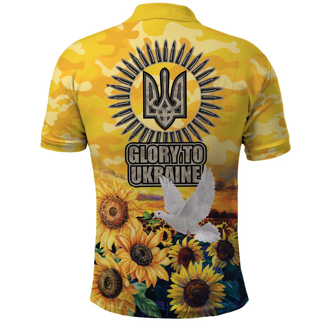Glory to Ukraine Polo Shirt Sunflower Field Modern Art
