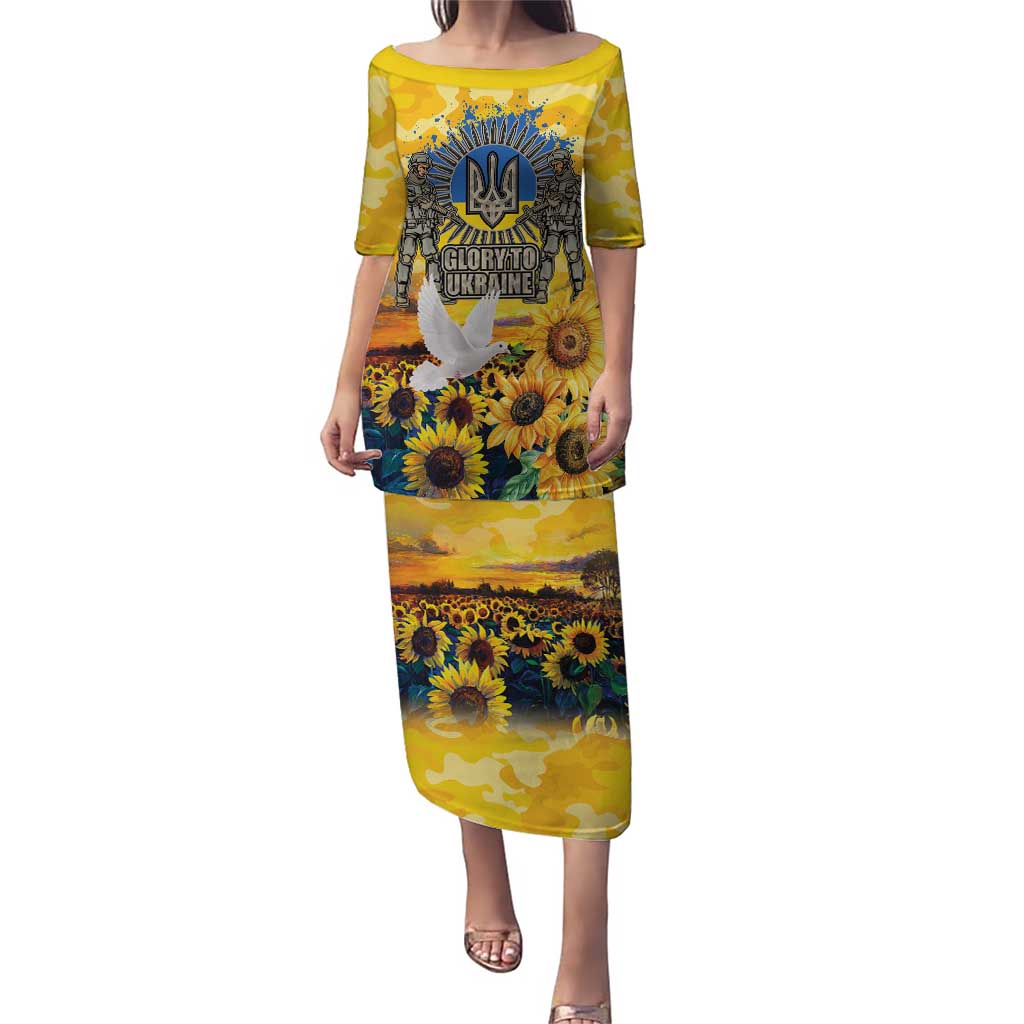 Glory to Ukraine Puletasi Sunflower Field Modern Art