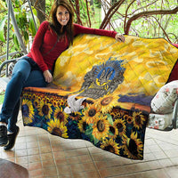Glory to Ukraine Quilt Sunflower Field Modern Art