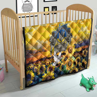 Glory to Ukraine Quilt Sunflower Field Modern Art