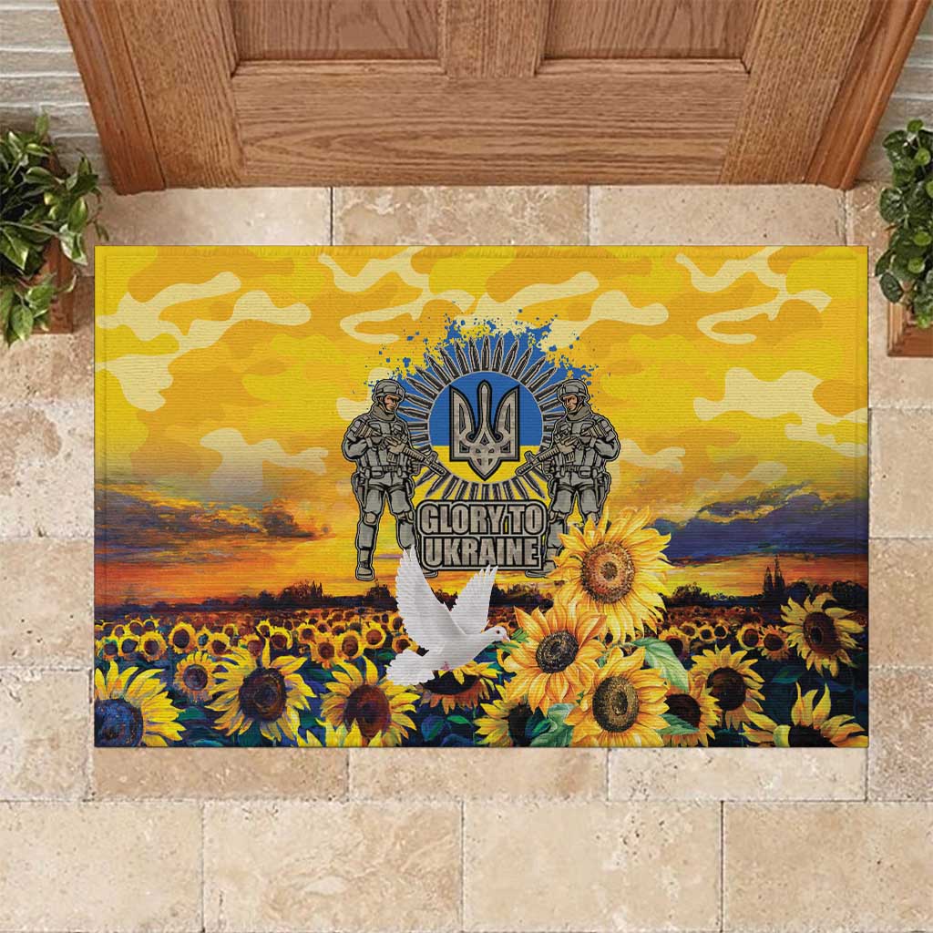 Glory to Ukraine Rubber Doormat Sunflower Field Modern Art